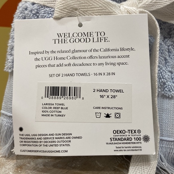 UGG Larissa REEF BLUE Bath Towel Set - Picture 6 of 8